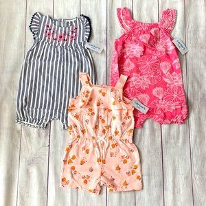 🍑🌺 NWT Carter’s 24 Months Girls Rompers Bundle - CUTE! 🌺🍑